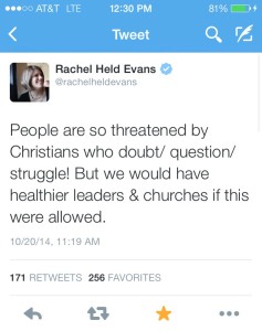 Rachel Held Evans, tweet